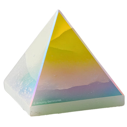 Amazing Gemstone Angel Aura Quartz Pyramid Crystal Healing Stones - 1.5" Great Pyramid Figurine of Natural Stone Pyramid for Meditation, Reiki, Chakra Balancing and Crystal Pyramids Grid