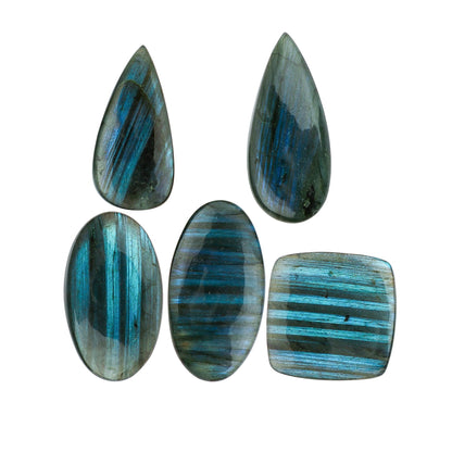 CRYSTALIS 5pcs, Magic-Pattern Labradorite Loose Gemstone, Natural Wholesale Bulk Cabochons Jewelry Making Supply, Chakra-Healing Polished Stone, Wire Wrapping, DIY, Gem Collection [Size : 20-30mm]