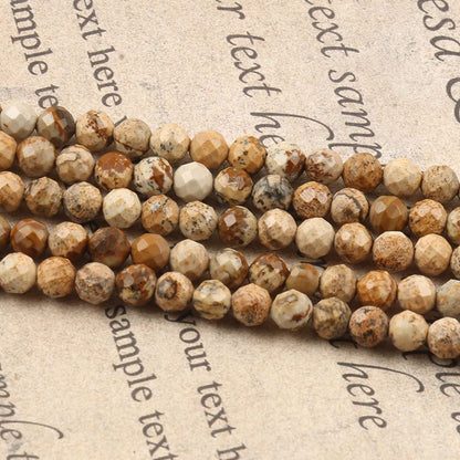 Song Xi 120pcs 3mm Natural Picture Gemstone Beads Faceted Round Loose Stone Beads for Jewelry Making