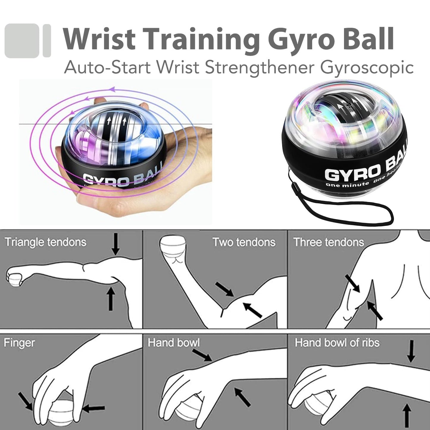 EASJOY Grip Strength Trainer Kit (6 Pack) with Finger Exerciser, Hand Grip Strengthener, Hand Extension Exerciser, Stress Relief Ball, Grip Ring, Gyro Ball for Muscle Building and Injury Recover