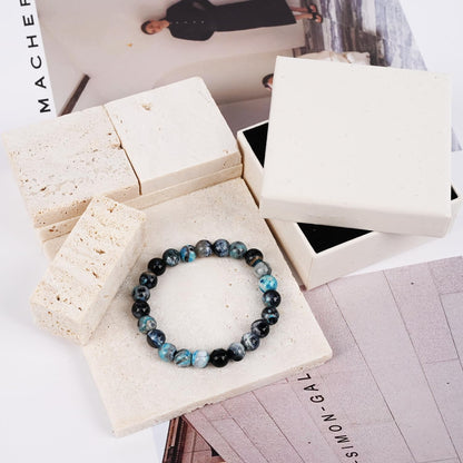 PZTIIY Crystal Bracelet - Natural Energy Crystal Bracelet for Men and Women (ZLY-Lake blue agate)