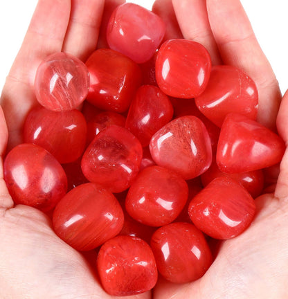 QINJIEJIE 0.9LBS Cherry Quartz Polished Stones Tumbled Crystals Bulk Gemstones Healing Crystal Rocks Set Decorative Landscape Quartz Real Stone Vase Filler Bottom Decoration Beginners Gifts