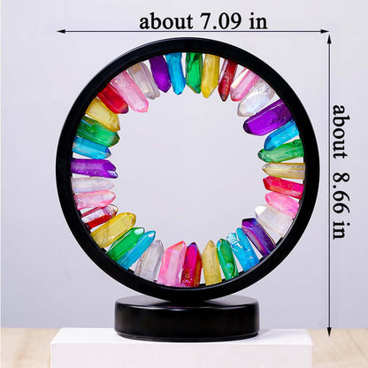 Runyansghi Chroma Electroplated Single Point Crystals Night Lamp 8.6" Healing Crystal Bedside Lamp USB Port 3 Colours Dimming Mode Bedroom Lamp Suitable Night Light Office Home Decor Gift