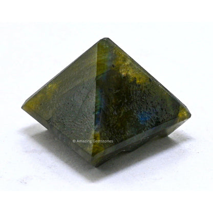Amazing Gemstone Labradorite Crystal Pyramid with 9 Pyramid Plate Bottom - 1" Mini Pyramid Figurine of Natural Stone Pyramid for Meditation, Reiki, Chakra Balancing Vastu Pooja and Crystal Grids