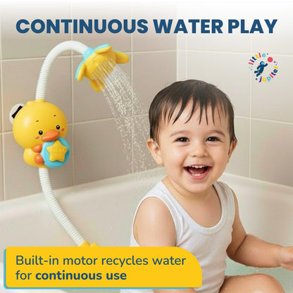 Yellow Duck Water Spray Suction Cup Toddler Bath Toy for Boys and Girls - 18+ Months and Up - Features Waterproof Recycling Water Pump with Multi-Spray Modes for Bathtime Water Play in Bathtub