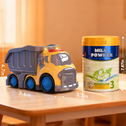 P&C 7.6" Toddler Construction Dump Truck Toys for Ages 2-4, Beach Sand Outdoor Toys Dump Truck Set with Sounds and Lights for Kids 18M+, 2, 3, 4, Ideal Birthday Christmas Gifts for Boys Girls