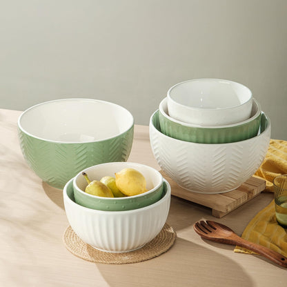 HAPPY KIT Ceramic Mixing Bowls Set, Nesting Bowls Set For Kitchen,Large 5/3/1.5 Quart Bowl Set of 3, Prep Serving Bowl for Baking and Mixing Salad,Oven, Microwave and Dishwasher Safe