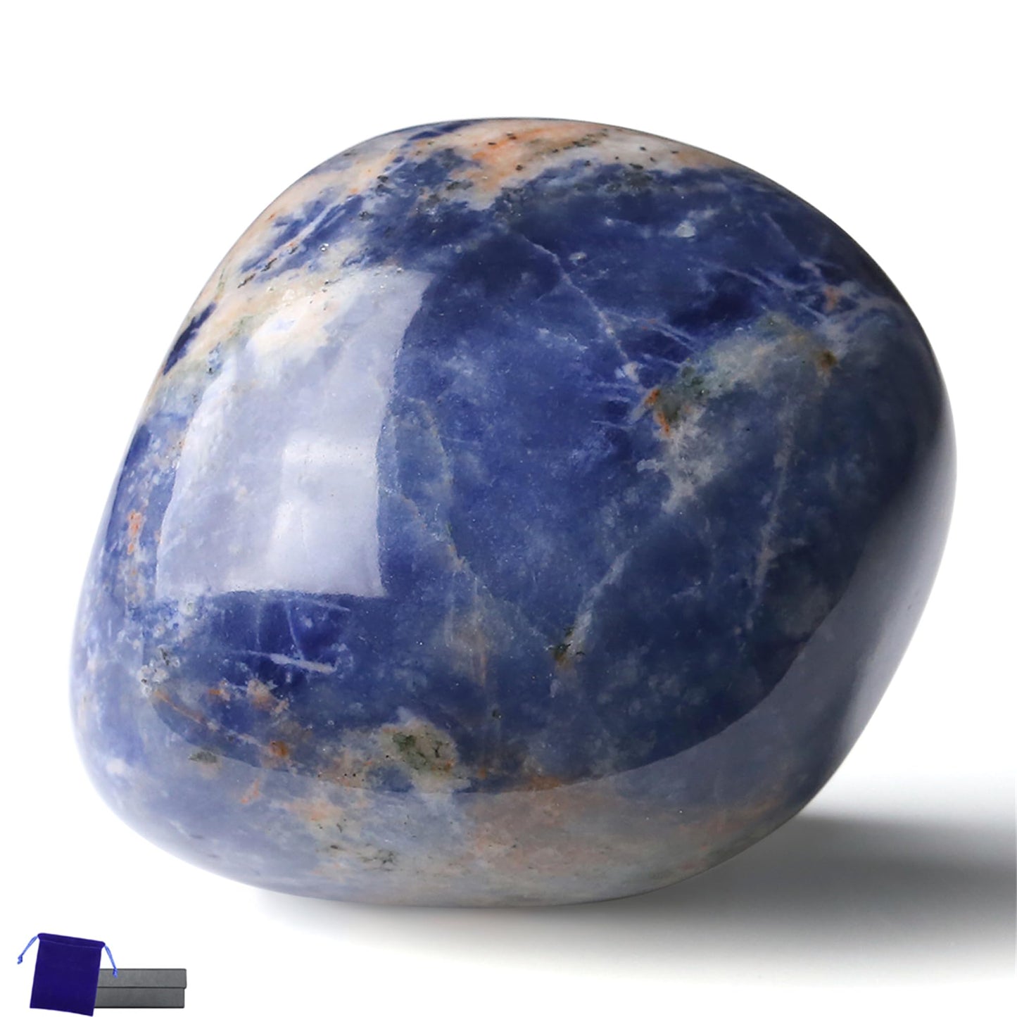 YATOJUZI 1PCS Blue Solidate Stone 1.6"-2" Natural Crystals and Healing Stones Crystal Palm Polished Worry Stones Rocks Gemstones for Meditation Chakra Balancing Gifts for Women Men