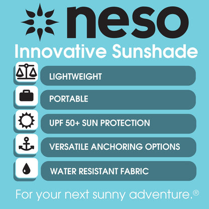 Neso Grande Portable Beach Tent Sun Shelter - Lightweight Beach Shade Canopy - Easy Setup for Family Outings - Patented Reinforced Corners - UPF 50+ Sun Protection - 7ft Tall, 9 x 9ft - Rainbow
