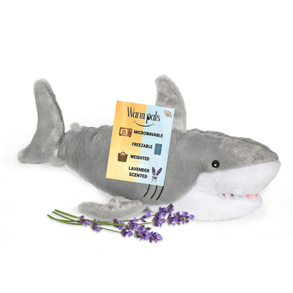 Samuel Shark - Microwavable & Weighted Plush Stuffed Animal - Heated Plushie for Warmth - Cute, Soft, Cozy Toy for Adults & Children (Boys, Girls, & Toddlers) by Warm Pals