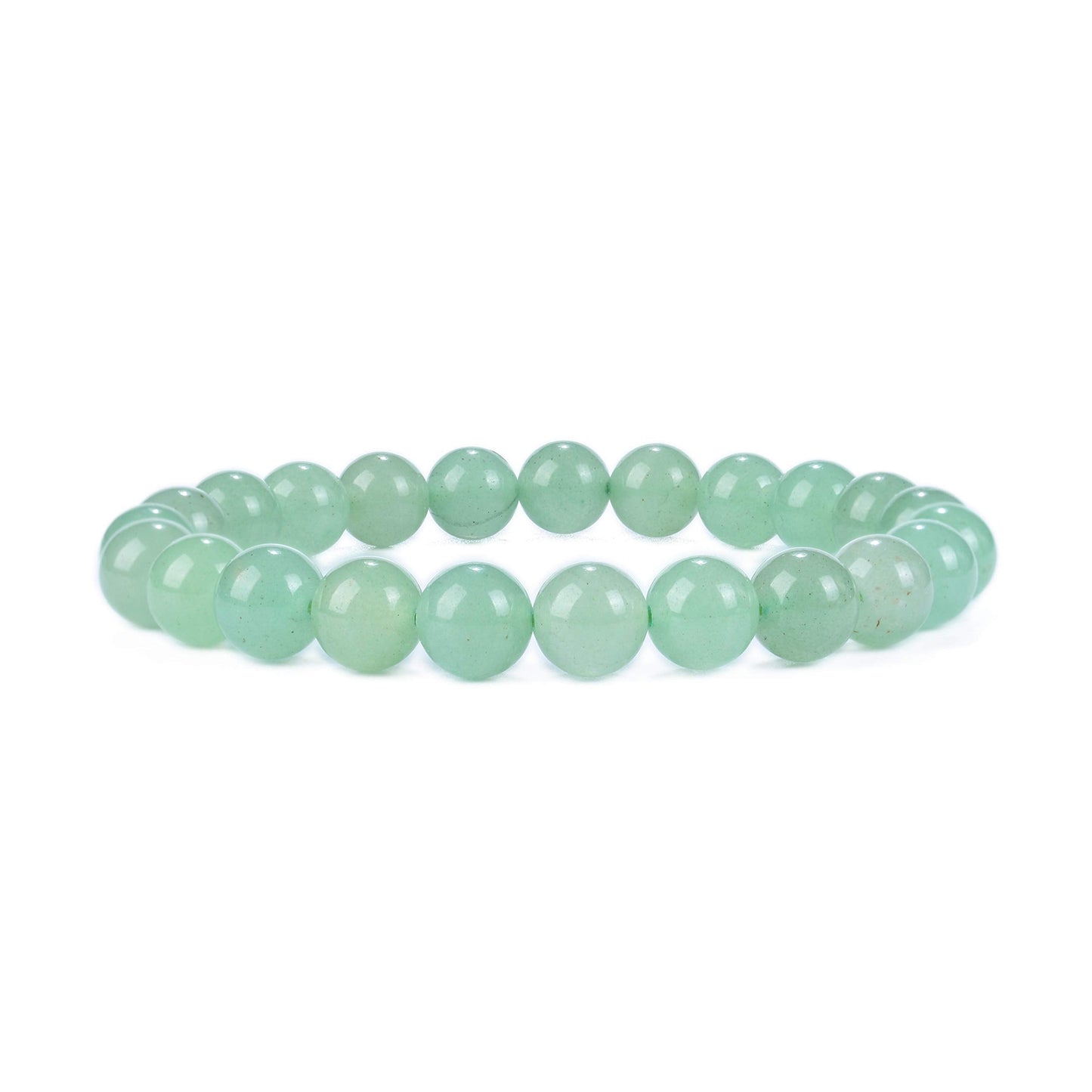 Cherry Tree Collection Green Aventurine Beaded Bracelet – Genuine 8mm Gemstone Stretch Bracelet for Men & Women – Handmade Crystal Bracelet - (Green Aventurine - S)