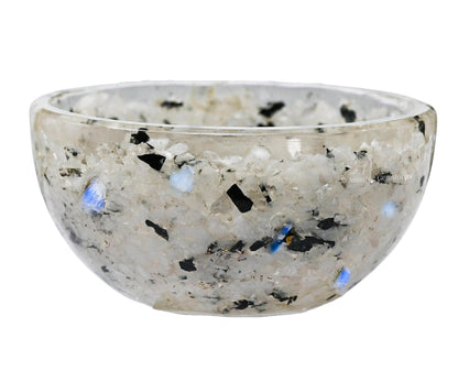 Amazing Gemstone Rainbow Moonstone Orgonite Orgone Crystal Gemstone Bowl - 3" Orgonite Rainbow Moonstone Crystal Bowl for Meditation, Crystals and Healing Stones Gift and Protection