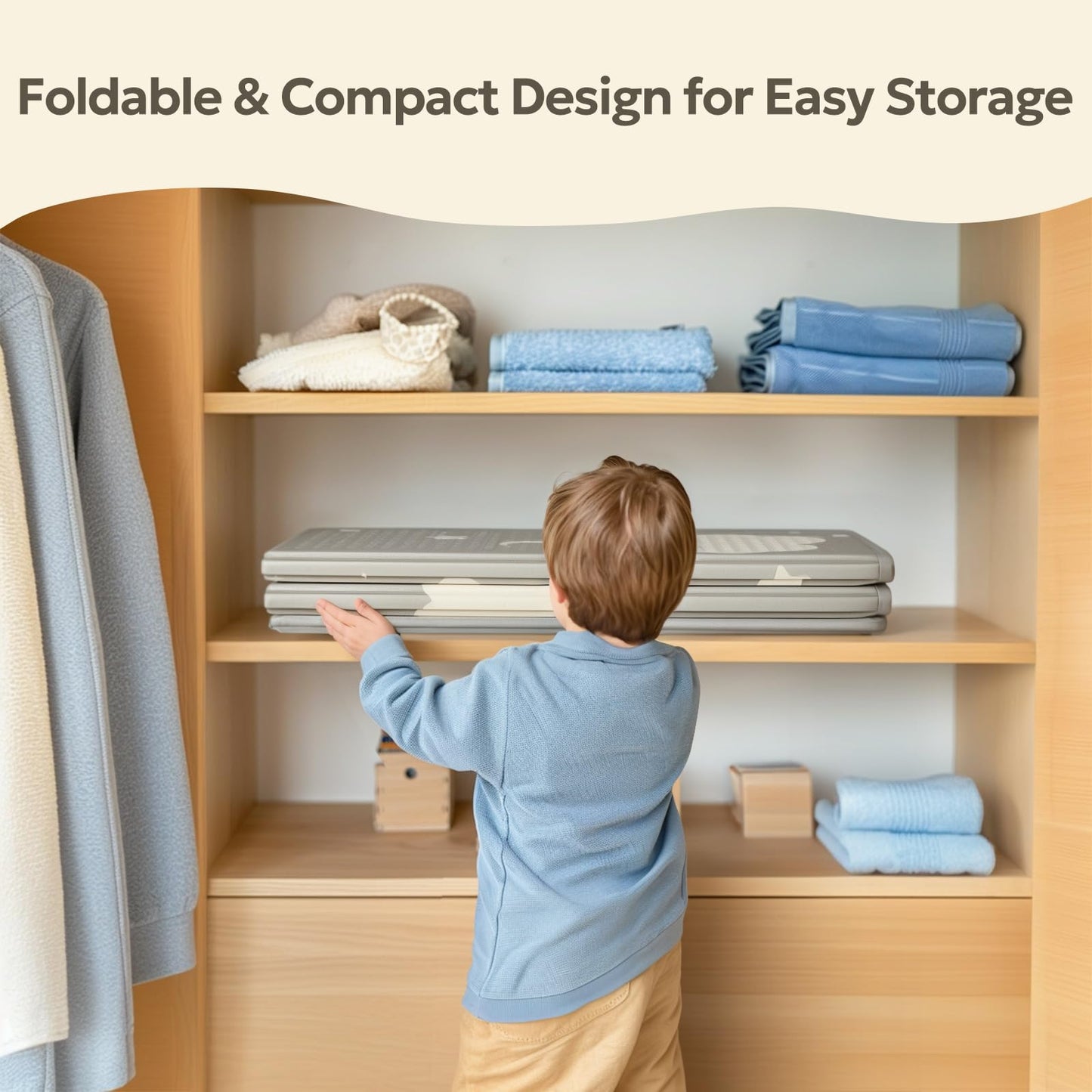 Mallify Extra Large Foldable Play Mat, Reversible Baby Play Mat with Edge Reinforcement, Non-Toxic & Waterproof Baby for Floor, Foam Playmat with Travel Bag, Rainbow, Cloud & Moon, 71"x59"