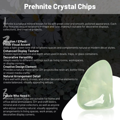 1.1lb Natural Crushed Prehnite Crystal Tumbled Chips-Healing Crystals Chips Bulk, Crushed Crystal Gemstones for Crafts, Beautiful Package for Gift (Prehnite)