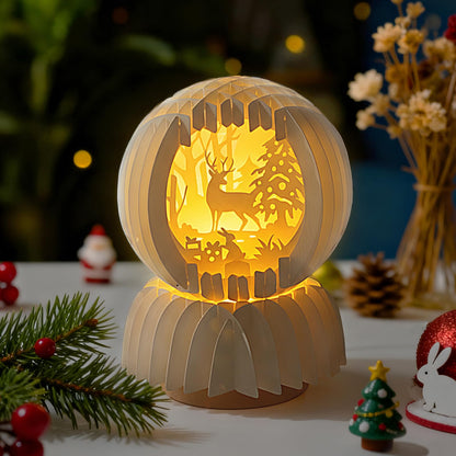 Glooglitter Lighted Christmas Scene Tabletop Decor, Light up Winter Forest with Deer Christmas Tabletop Decoration with LED for Mantel, Indoor, New Year, Gifts for Mom, Sister, Teacher, Family