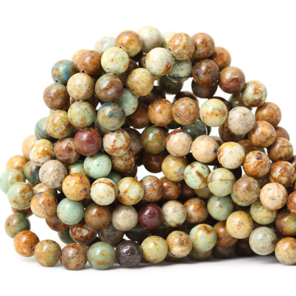 CHEAVIAN 45PCS 8mm Natural Peacock Turquoise Gemstone Round Loose Beads for DIY Bracelet Necklace Earrings Jewelry Making 1 String 15 Inches