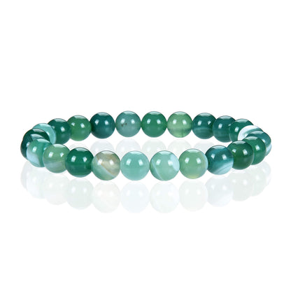 Cherry Tree Collection Lace Agate Green Beaded Bracelet – Genuine 8mm Gemstone Stretch Bracelet for Men & Women – Handmade Crystal Bracelet - (Lace Agate Green - M)