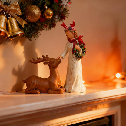 LRNIOT Reindeer Christmas Decor Indoor Deer Christmas Decor Reindeer Figurines Decoration