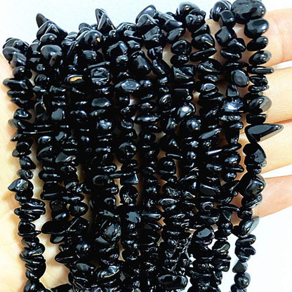 PLTbeads Gemstone Chips Natural Black Tourmaline 3-5mm Healing Crystals Waist Bracelets Necklace Kit Irregular Stone DIY Crafts Design Jewelry Making Approxi 32 inch