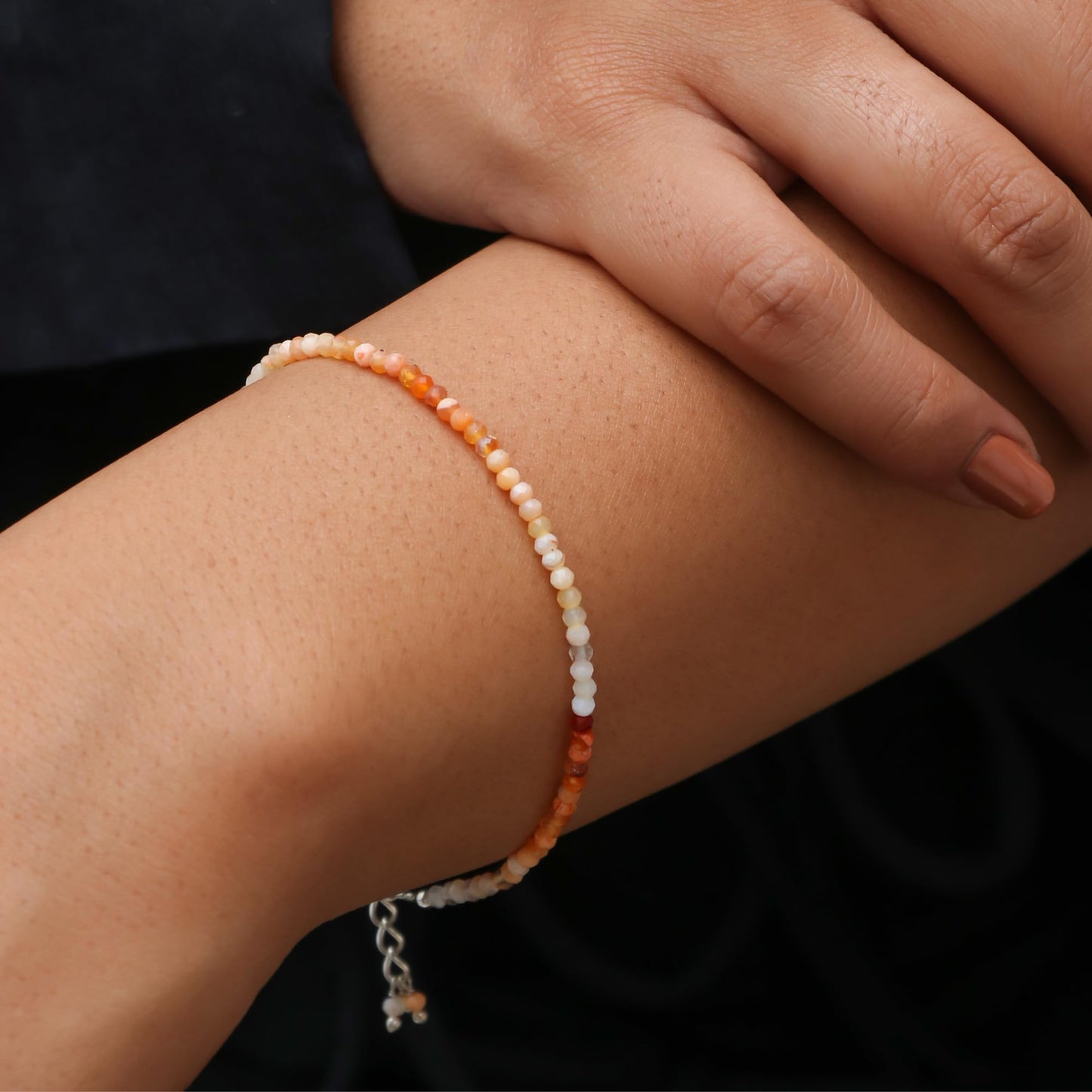 Gempires Chrysocolla Bracelet for Women | Handmade Chrysocolla Beaded Bracelet 2.5 mm | Natural Gemstone Dainty Stacking Bracelet | Adjustable Silver Plated Minimalist Jewelry | Gift for Her