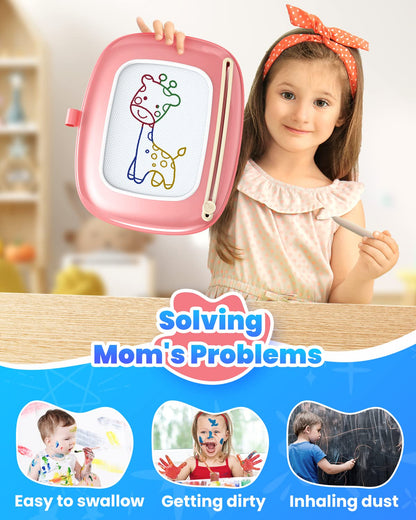 Seimome Magnetic Drawing Board, Toddler Girl Toys for 1-3 Year Old, Doodle Board Learning and Educational Kids Toys for 1 2 3 Year Old Baby Birthday GIF- Pink