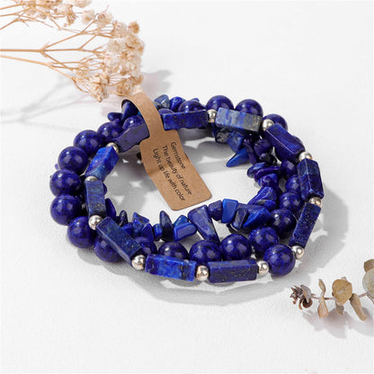 IVY TAILI 3 Pcs Lapis Lazuli Bracelet for Women 8mm Round Lapis Lazuli Stone Bracelet Healing Crystal Stone Beaded Bracelets Gemstone Bracelet Protection Bracelet Gift for Women Men