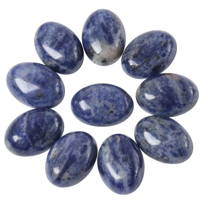 Loveliome 18x13mm Oval Cabochons Flatback Crystal Stone Gemstones Beads for Jewelry Making DIY Pack of 10, Sodalite