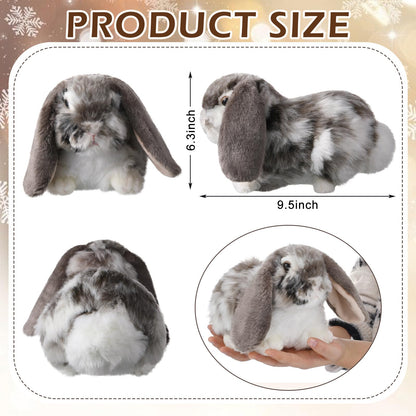 JolliLudo Eater Dutch Lop Eared Rabbit Ornament Cute Stuffed Animal Fluffy Rabbit Animal Realistic Bunny Cute Stuffed for Xmas Gift Friends 9.8 Inches(Soft,1 Pcs)