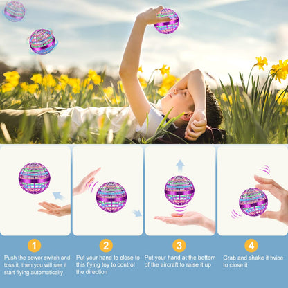 Junywell 2026 Flying Orb Ball Toy, Hover Ball Fly Fidget Spinner, Cool Toys Gifts for 6 7 8 9 10 11 12+ Years Old boy Girls Teens, Hand Mini Drone Cosmic Globe, Indoor Outdoor Toys Purple