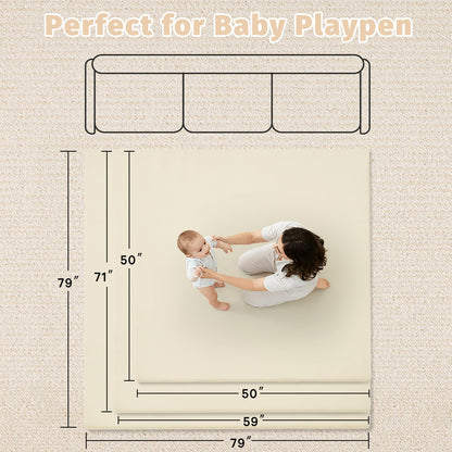 ILPEOD Waterproof Baby Play Mat for Floor Memory Foam 79 * 79 Cushion Playpen Playmat Tummy Time Crawling Mat Nursery Rug Thick Pad Create Soft & Safe Area for Infants,Toddler,Kids,Beige
