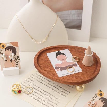 topathleticstore Wooden Jewelry Display Tray, Mothers Day Gifts Presentation Tray, Organizer for Rings, Necklaces, Earrings, Catchall Holder, Trinket Dish, Key Tray (Oval)