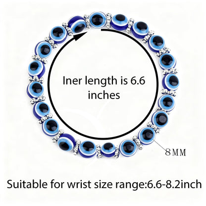 Cryhand Female 8mm Beaded Bracelets For Women Evil Eyes Bracelet for Men Handmade Lucky Money Stretchy Crystal Bracelets Best Gifts