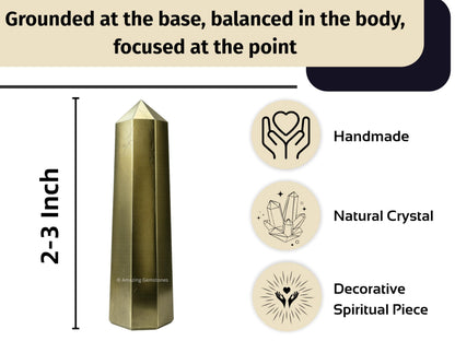 Amazing Gemstone Pyrite Crystal Towers - Natural Healing Crystal Point Obelisk for Reiki Healing and Crystal Grid (2" to 3" INCH)