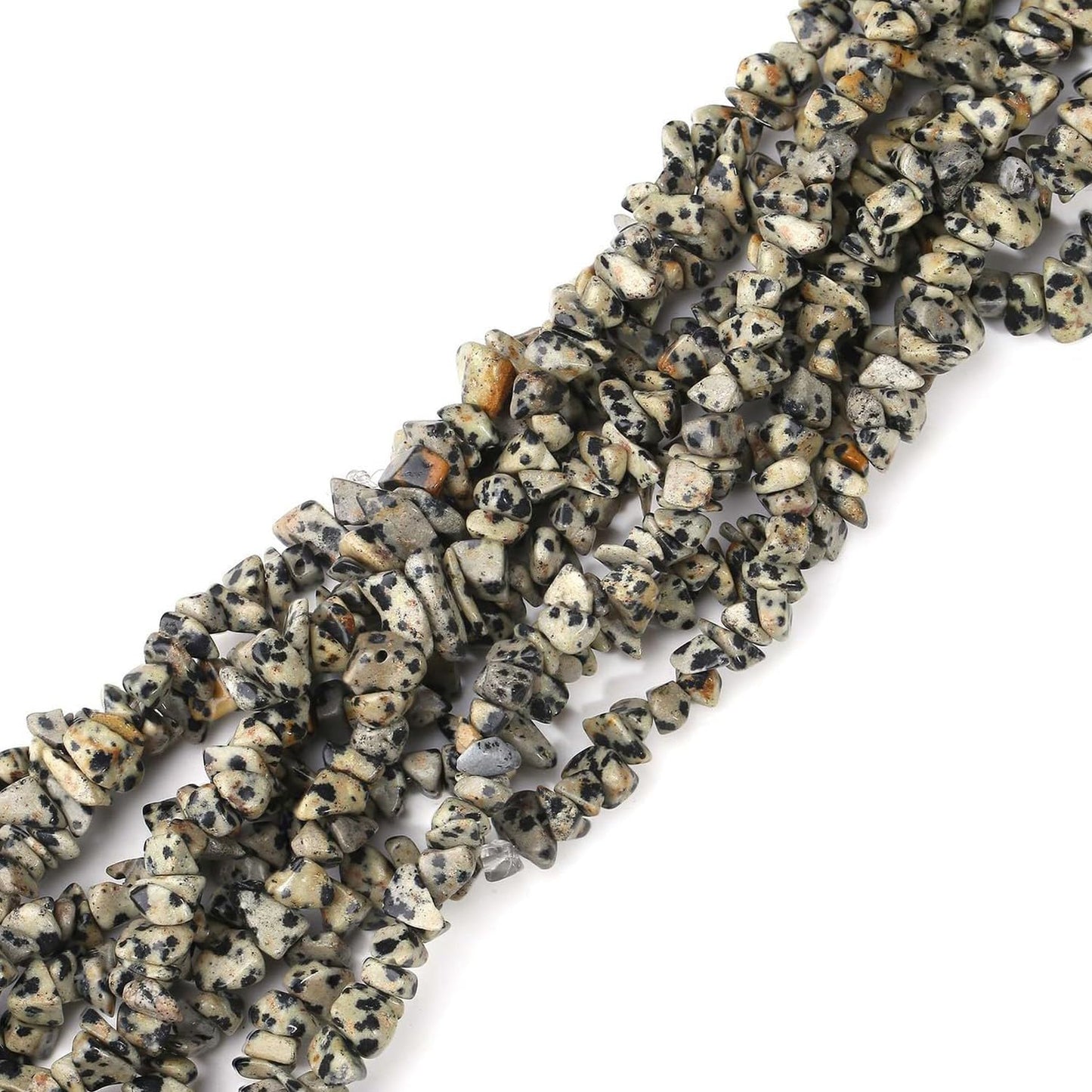 Natural Chip Stone Beads 450pcs Dalmation Jasper Chips 5-8mm Genuine Real Irregular Healing Crystal Rocks Hole Drilled DIY Loose Gemstone Beads for Jewelry Making Bracelet Earrings Necklace Crafting