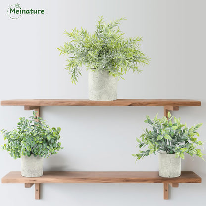 Meinature 3 Pack Life-Like Potted Fake Plant, Artificial Plants Indoor, Artificial Frost-Hung Green Plants，No Need for Maintenance，Suitable for Desktop or Shelf Decoration in Homes and Offices