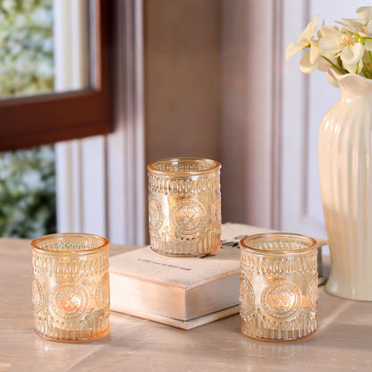 MATAHUM 12 Pcs Gold Votive Candle Holder, Glass Tealight Candle Holders for Wedding Table Centerpiece, Home Decor, Birdal Shower, Party