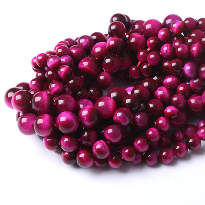 48PCS 8MM AAA Rose Red Tiger Eye Stone Beads Natural Gemstone Bead Crystal Healing Energy Jewelry Making DIY 15 inches