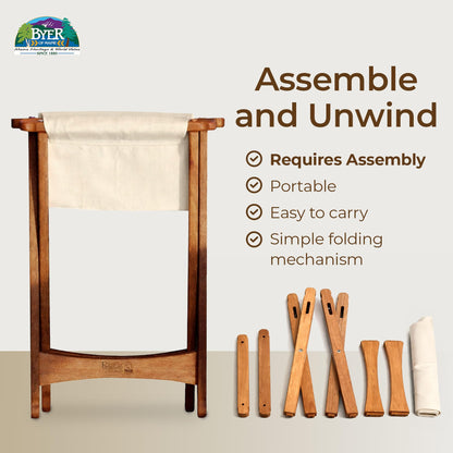 BYER OF MAINE Pangean Folding Stool – Canvas Camp & Wood Camp Stool for Portable & Outdoor Seating in Natural Color