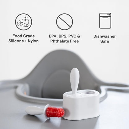 ezpz Tiny Pops (Pewter) - 4 Months+ - Popsicle Mold Set with Two Wands for Infants - Baby-Led Weaning + Teething Essentials