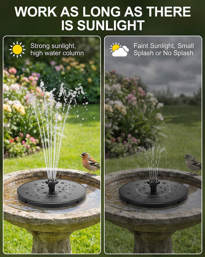 Olutula Solar Bird Bath Fountains, 2026 Upgraded 1.4W Solar Fountain Pump with 7 Nozzles, Free Standing Floating Solar Powered Water Pump Fountain for Bird Bath, Garden, Pond, Pool, Outdoor (6.3in)
