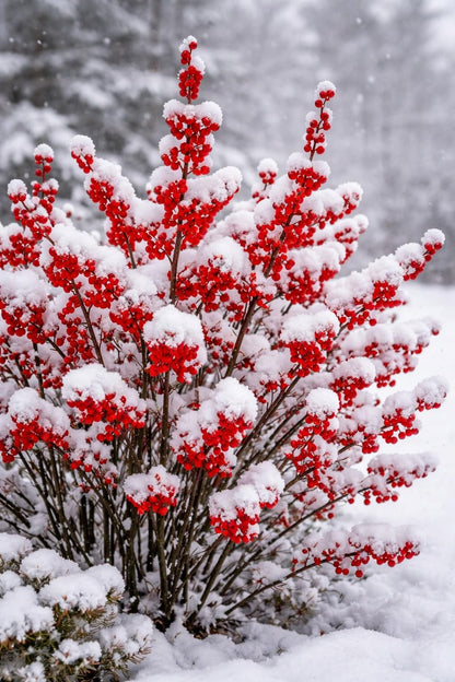 Winterberry Holly (Ilex verticillata) Live Shrubs for Planting | Brilliant Red Winter Berries | Native Deciduous Holly for Landscaping & Wildlife (5 Plants)