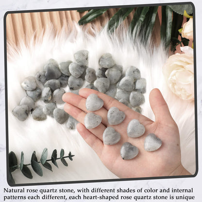 Gerrii 50 Pcs Heart Healing Stone Bulk Quartz Heart Inspirational Stones Gift for Women Love Pocket Polished Natural Energy Balancing Meditation 0.8 Inch(Black Labradorite)