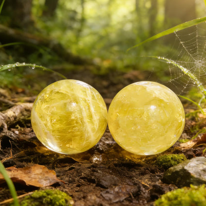 AierCrystal Natural Stone Crystal Sphere Feng Shui Home Decoration Ball Positive Energy Scrying Orb for Meditation Tool for Spiritual Space Purification Globe Diameter 5-6cm Citrine Sphere