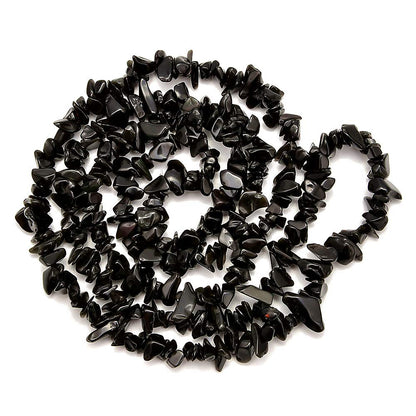 PLTbeads 5-8mm Natral Healing Gemstone Waist Bracelets Necklace Kit Irregular Stone DIY Crafts Design Jewelry Making 1 Strand per Bag Approxi 34 inch (Black Obsidian Chips)