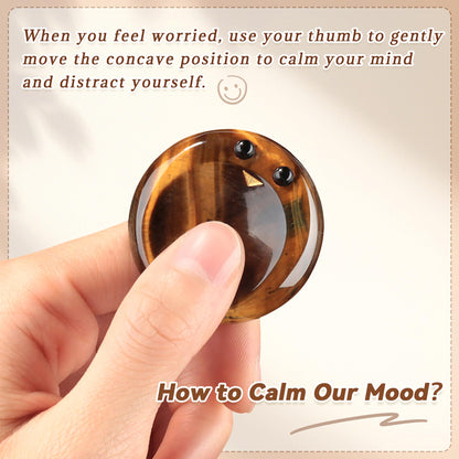 ZHIYUXI Tigers Eye Crystal Stress Relief Gifts Emotional Support Worry Stones for Anxiety Encouragement Gifts for Women Smile Worry Stones Anxiety Relief Items Calming Inspirational Gifts for Men