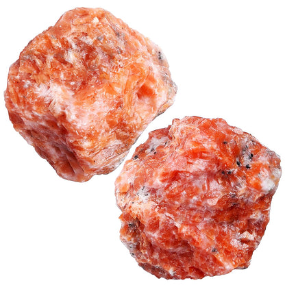 NUKAYAI 2 Pcs Sunstone 1.8-2.2" Large Raw Natural Crystals Healing Stones Rough Crystal Rock for Polishing Cabbing DIY Wrapping Decoration Wicca & Reiki Wire Sunstone Rocks Gfits