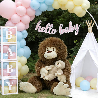 MorisMos Giant Bigfoot Stuffed Animal with Baby Cryptid Plush Duo,39" Big Mama Monster & 12" Baby Bigfoot Toy for Kid,Girl,Boy,Soft Big Foot Sasquatch Gifts for Haloween Birthday Baby Shower Christmas