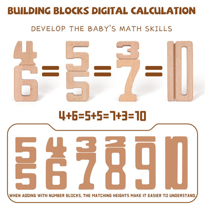 GHOOI Large Wooden Number Building Blocks, Number and Counting Blocks,Balance and Stacking Blocks,32 Pcs Math Blocks,Educational Toys for Toddlers,Preschool Math Toys, Recognition Toys