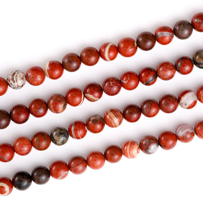 8mm 45pcs DIY Natural Red Stone Beads Round Healing Crystal Gemstone Loose Beads for Jewelry Making Handmade Bracelet Necklace