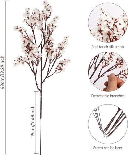 HIAGROW Babys Breath Artificial Flowers, 8 Bundles White Real Touch Fake Flowers Silk Flowers Bulk for Vase Home Office Wedding Spring Indoor Outdoor Centerpiece Table Party Decorations